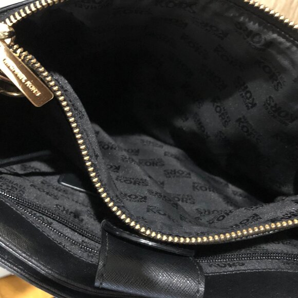 Michael Kors Kellen Black Embossed Leather Medium Satchel Luggage Handbag - Picture 14 of 16
